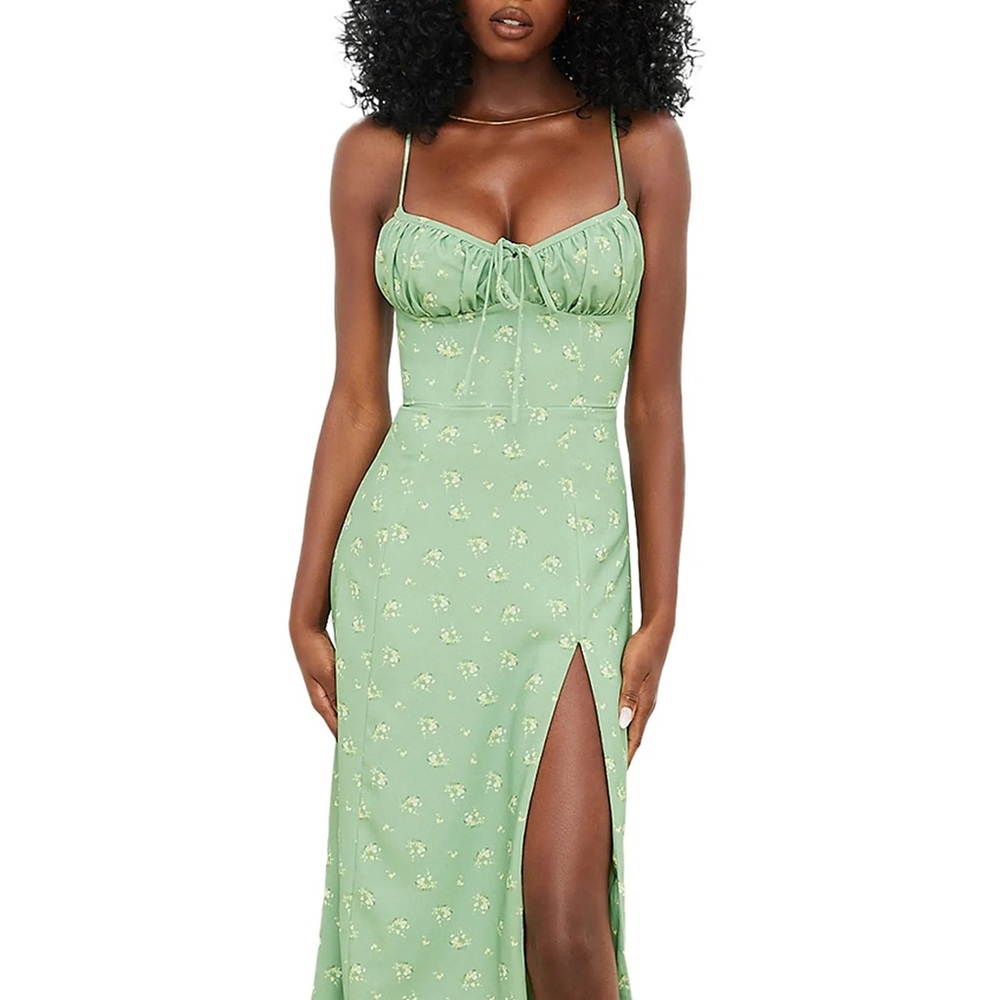 House of CB green floral midi dress